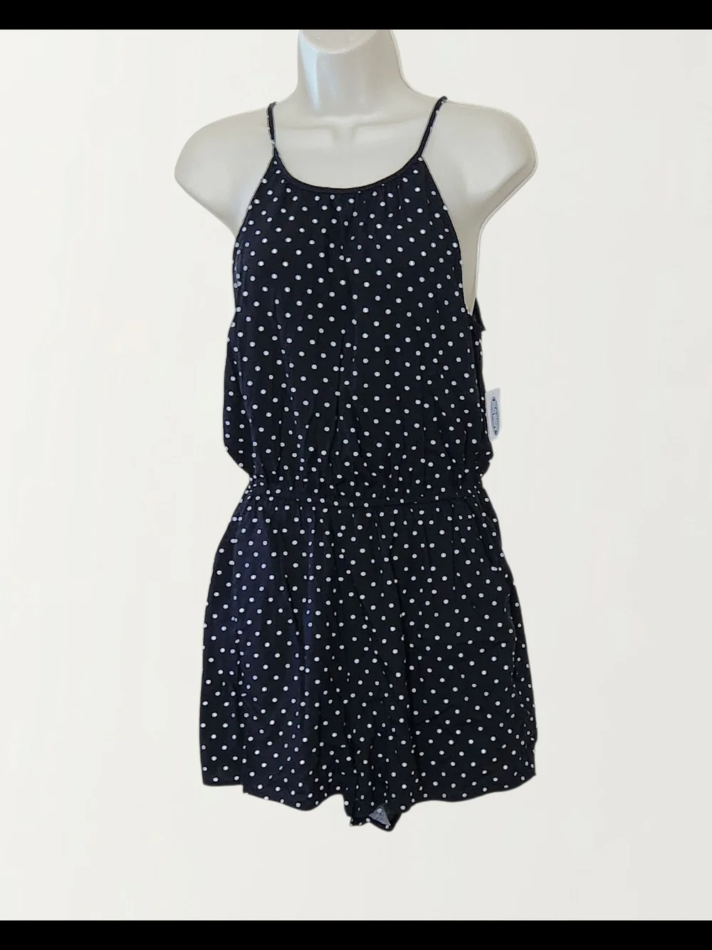 Old Navy Women's Black Polka Dot Halter Shorts Romper Size XS